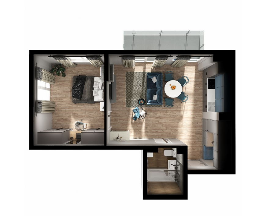 Планировка 1-комн. 3